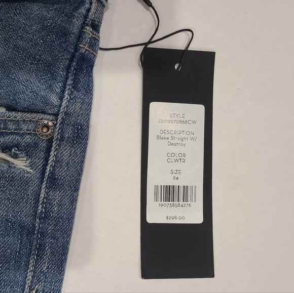 Veronica Beard Blake Destroyed Straight Leg Jeans in Clearwater Wash Sz 24 NWT - Picture 10 of 16